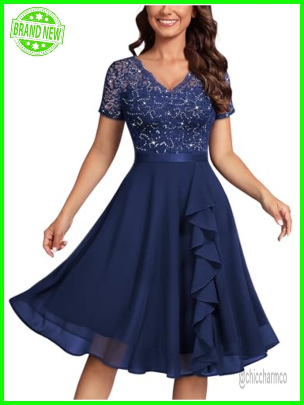 Sequin Lace A-Line Cocktail Party Dress